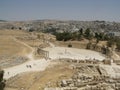 General view of the square of the Roman city of Jerash with the current city in the background, Jordan Royalty Free Stock Photo