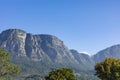 General view of stunning mountains countryside with blue sky on sunny day