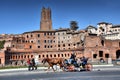 Trajan Markets and tourists in  Rome Royalty Free Stock Photo