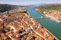 General view of Vienne city on Rhone river in summer, France
