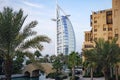 general view of world's first seven stars luxury hotel Burj Al Arab Tower of the Arabs, Madinat Jumeirah in Dubai