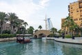 general view of the world's first seven stars luxury hotel Burj Al Arab Tower of the Arabs, Madinat Jumeirah in Royalty Free Stock Photo