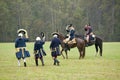 General Washington and aid salute the French staff including Comte De Grasse and General Rochambeau at the 225th Anniversary of th