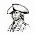 Revolutionary War General Paul Villiers - Blackwhite Vector Illustration