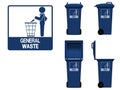 General waste icon and bin on transparent background Royalty Free Stock Photo