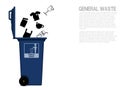 General waste icon is falling in to the bin Royalty Free Stock Photo