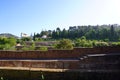 Generalife Garden panorama of Alhambra Palace from Granada City. Spain Royalty Free Stock Photo