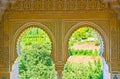 Generalife garden from the windows, Alhambra, Granada, Spain Royalty Free Stock Photo