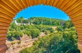 Generalife gardens from Partal palace, Alhambra, Granada, Spain Royalty Free Stock Photo