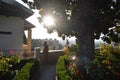 Generalife Gardens with View onto the Alhambra in Granada, Spain Royalty Free Stock Photo