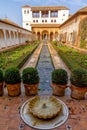 The Generalife Palace with the Patio de la Acequia in the Alhambra in Granada Royalty Free Stock Photo