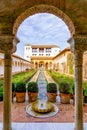 The Generalife Palace with the Patio de la Acequia in the Alhambra in Granada Royalty Free Stock Photo