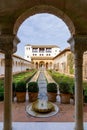 The Generalife Palace with the Patio de la Acequia in the Alhambra in Granada Royalty Free Stock Photo