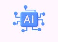 Generate AI button. AI stars icon. Artificial intelligence logo. LLM artificial intelligence icon. Machine learning generator. 3D