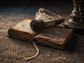 Old, dusty books, lying on the floor Royalty Free Stock Photo