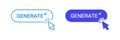 Generate Button With Cursor Click Line And Solid Icon Set. Interactive Web Design And User Interface Element Outline And Royalty Free Stock Photo