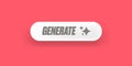 Generate Button Vector Clean White UI Element with Sparkle Icons on Pink Background, Modern Design for Web and App Royalty Free Stock Photo