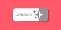 Generate Button Vector Clean White UI Element with Sparkle Icons on Pink Background, Modern Design for Web and App Royalty Free Stock Photo