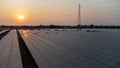 Generate clean energy with solar modules in a large park field in Asia Royalty Free Stock Photo