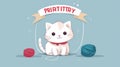 birthday card with a cartoon-style cat playing with a ball of yarn along with the words Purr-fect