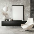 Generate a 3D illustration of a poster frame within a Scandinavian-themed interior, using 3D rendering techniques.