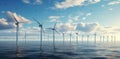 Generate farm ocean wind technology sea electricity renewable turbine power sky energy windmill Royalty Free Stock Photo