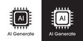 Generate icon. AI chipset. Tools for Generate from the Text. Processor chip icon. Computer help assistant. Large data processing, Royalty Free Stock Photo