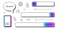 Generate image AI bar pixel art set. 8bit web browser stroke prompt elements Royalty Free Stock Photo