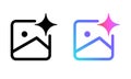 generate image AI photo generator artificial intelligence icon symbol of generative button icon outline and gradient set
