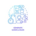 Generate leads and sales blue gradient concept icon