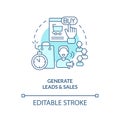 Generate leads and sales turquoise concept icon