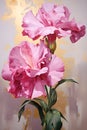 a painting of pink flowers in a vase. Painting of a Magenta color flower perfect for Wall Art. Royalty Free Stock Photo