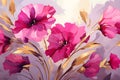 a painting of pink flowers on a purple background. Painting of a Magenta color flower perfect for Wall Art. Royalty Free Stock Photo