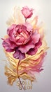 a painting of a pink flower on a white background. Watercolor Painting of a Sienna color flower perfect for Wall Art. Royalty Free Stock Photo