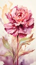 a painting of a pink flower on a white background. Watercolor Painting of a Sienna color flower perfect for Wall Art. Royalty Free Stock Photo