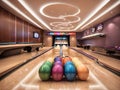 bowling club skittles balls bright concept Royalty Free Stock Photo