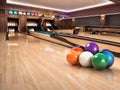 bowling club skittles balls bright concept Royalty Free Stock Photo