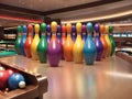 bowling club skittles balls bright concept Royalty Free Stock Photo
