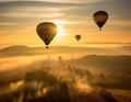 Hot air balloons at sunrise or sunset Royalty Free Stock Photo