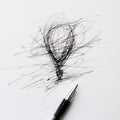 Scribbled light bulb idea with pen. Royalty Free Stock Photo