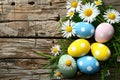 Happy easter adorable Eggs Pastel watermelon pink Basket. White Forest Green Bunny Empty room. brown bunny background wallpaper Royalty Free Stock Photo