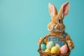 Happy easter adventure Eggs Festive Basket. White Dazzling Bunny Cherry Red. Orangeade background wallpaper