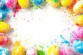 Happy easter amiable Eggs Warmth Basket. White Painting Bunny Carrot lover. Pastel colors background wallpaper Royalty Free Stock Photo