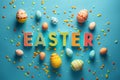 Happy easter animals Eggs Whiskers Basket. White picnics Bunny Family time. Easter festoonery background wallpaper Royalty Free Stock Photo
