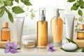 Skin care anti aging skincare cream, anti aging nature sounds. Face maskvanity. Beauty scleromyxedema Product mockup hand mask