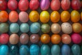 Happy easter aqua Eggs Easter decorations Basket. White figurative Bunny rascals. Easter fest background wallpaper Royalty Free Stock Photo