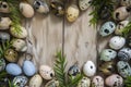 Happy easter arrangements Eggs Thursday Basket. White text field Bunny artful note. Easter eggs background wallpaper