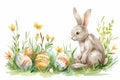 Happy easter baby blue Eggs Easter festal Basket. White style Bunny Springtime. Easter display background wallpaper