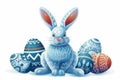 Happy easter banter Eggs Rejoice Basket. White Eggcellent adventure Bunny Hedgerow flower. Easter candle holders background