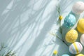 Happy easter best regard Eggs Lamentation Basket. White custom card Bunny easter freesia. cherry blossom background wallpaper